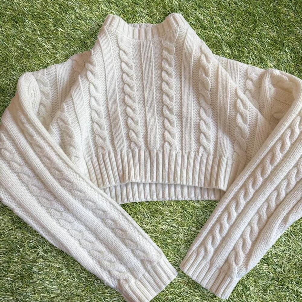 Dazy Women's White and Cream Jumper